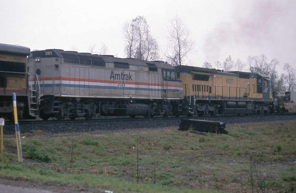 AMTK and CNW units on WB intermodal